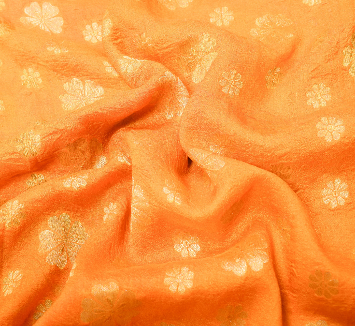 Sushila Vintage Yellow Sari Remnant Scrap Zari Brocade Pure Silk Craft Fabric