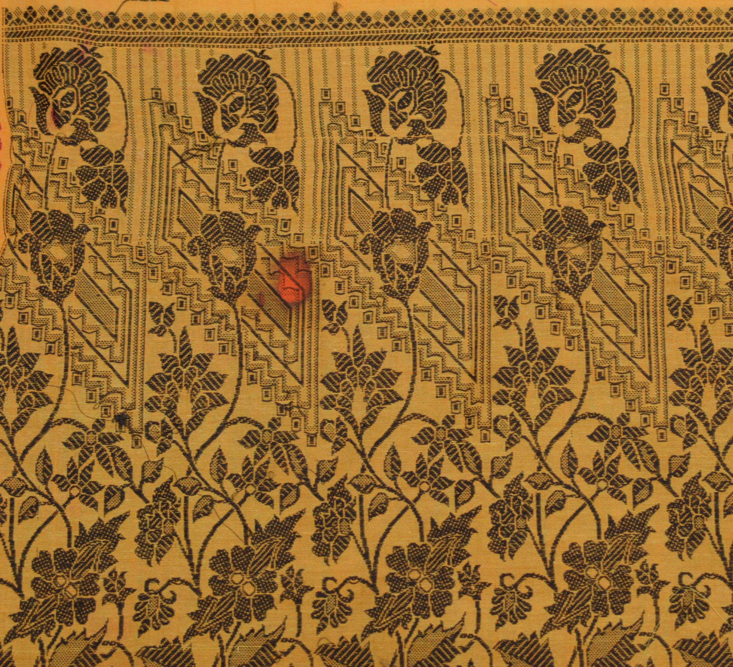 Sushila Vintage Yellow Sari Remnant Scrap Pure Cotton Hand Woven Craft Fabric