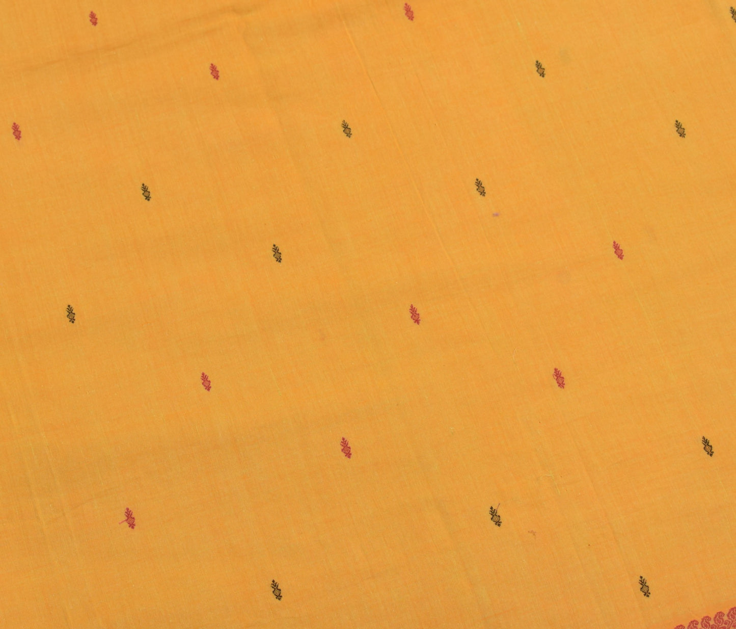 Sushila Vintage Yellow Sari Remnant Scrap Pure Cotton Hand Woven Craft Fabric