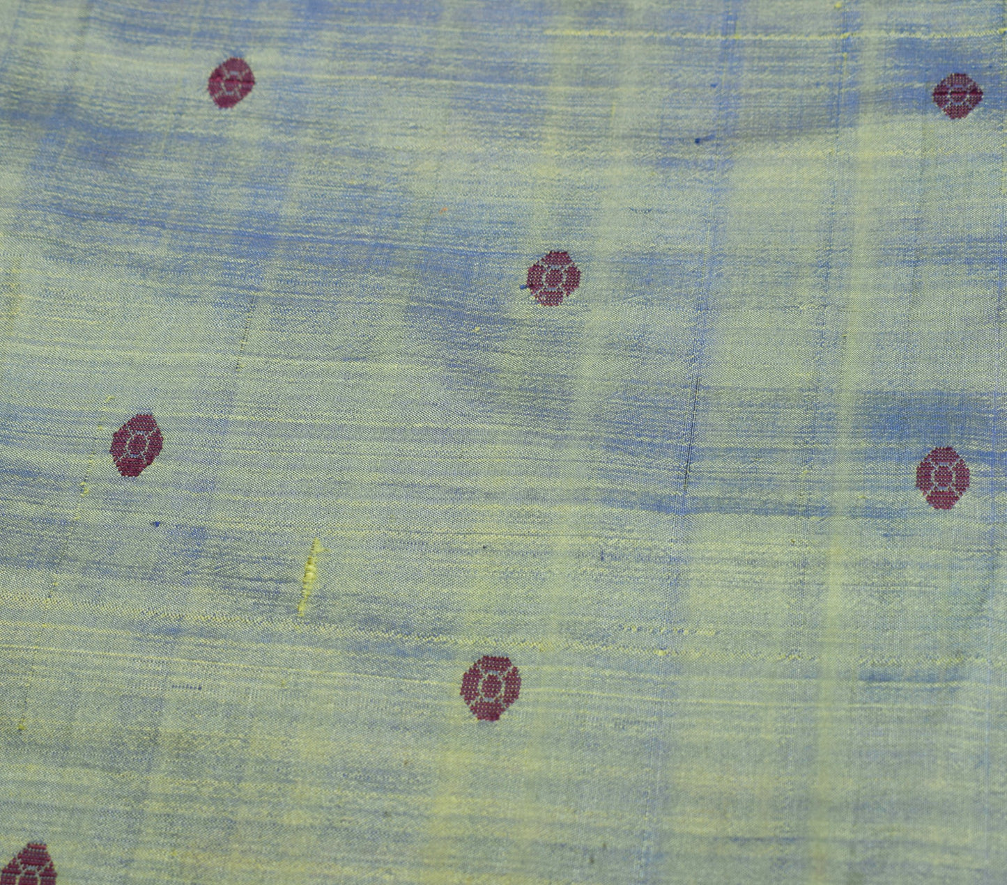 Sushila Vintage Green Dual Tone Sari Remnant Scrap Pure Silk Woven Craft Fabric