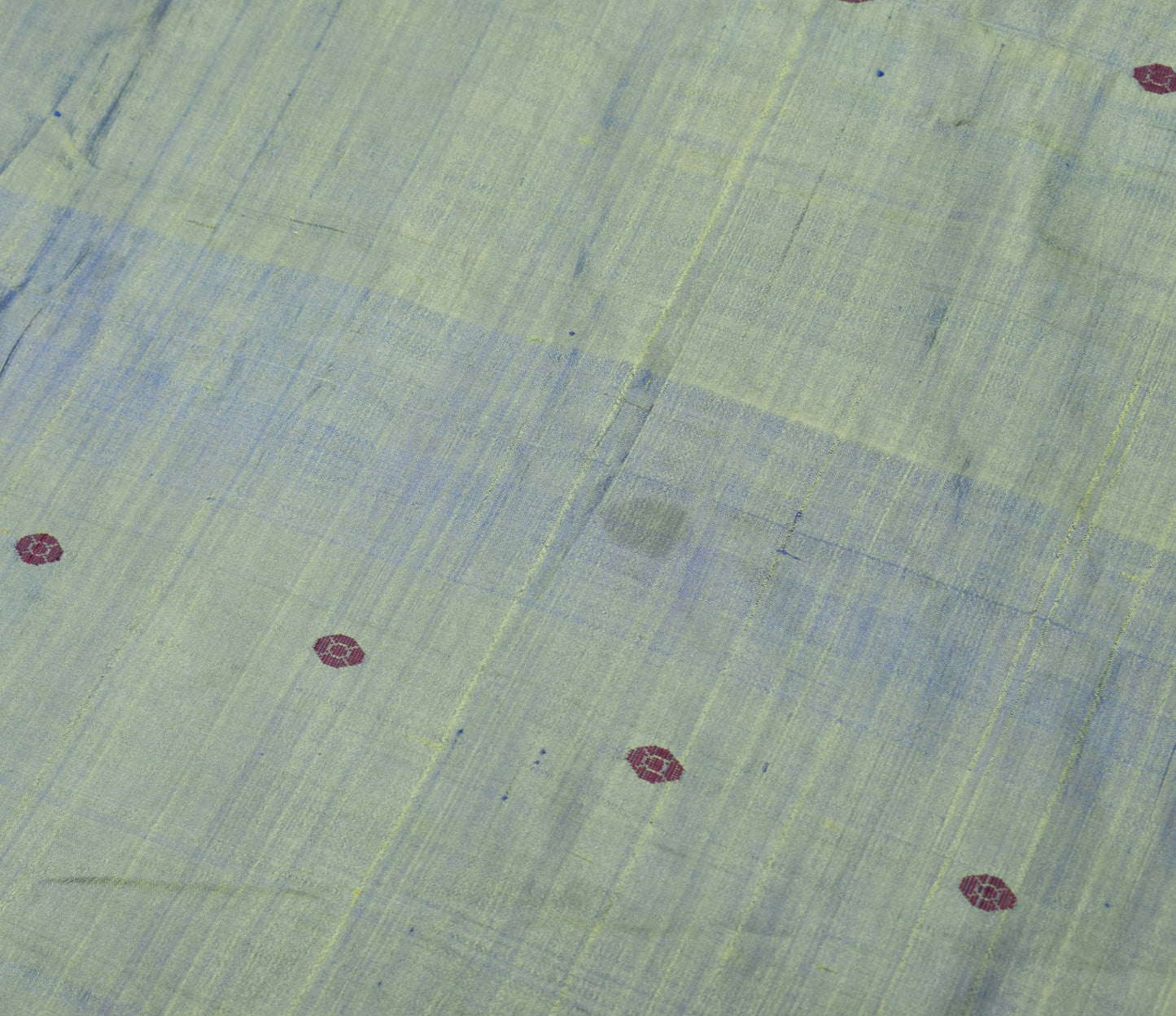 Sushila Vintage Green Dual Tone Sari Remnant Scrap Pure Silk Woven Craft Fabric