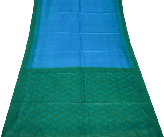 Sushila Vintage Turquoise Blue Sari Remnant Scrap Pure Silk Soft Craft Fabric