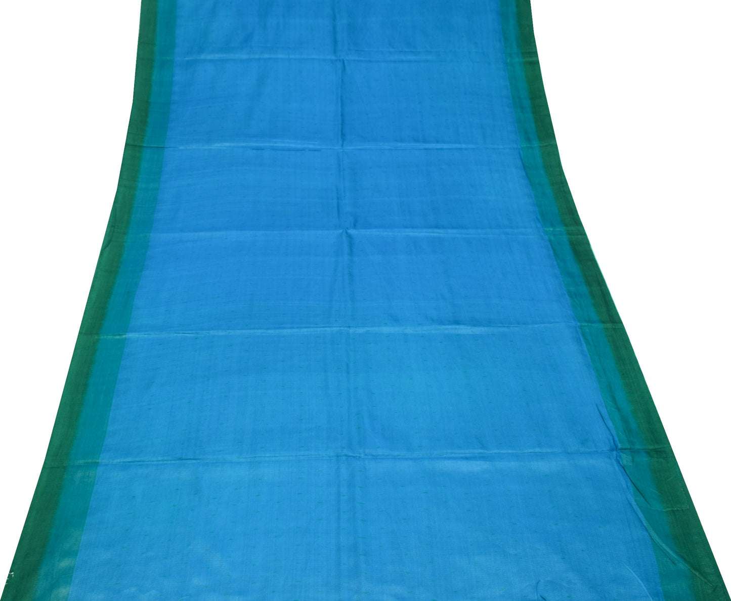 Sushila Vintage Turquoise Blue Sari Remnant Scrap Pure Silk Soft Craft Fabric