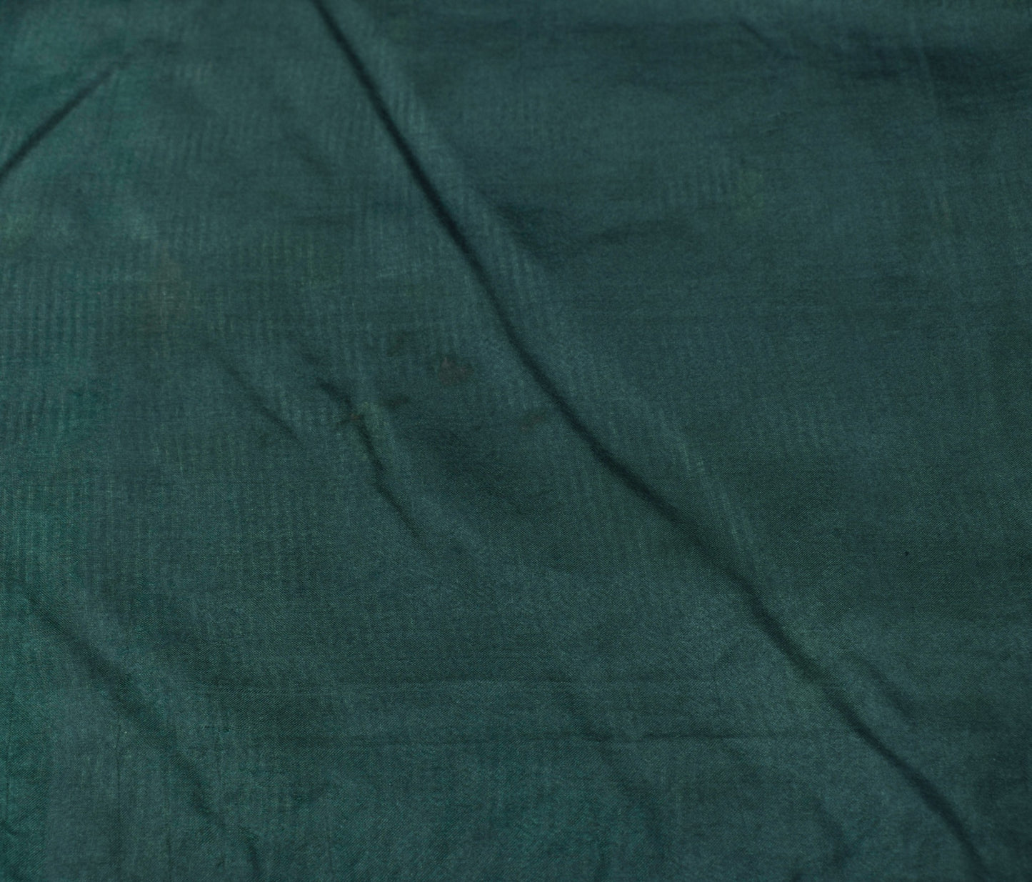 Sushila Vintage Dark Green Sari Remnant Scrap Hand Woven Pure Silk Craft Fabric