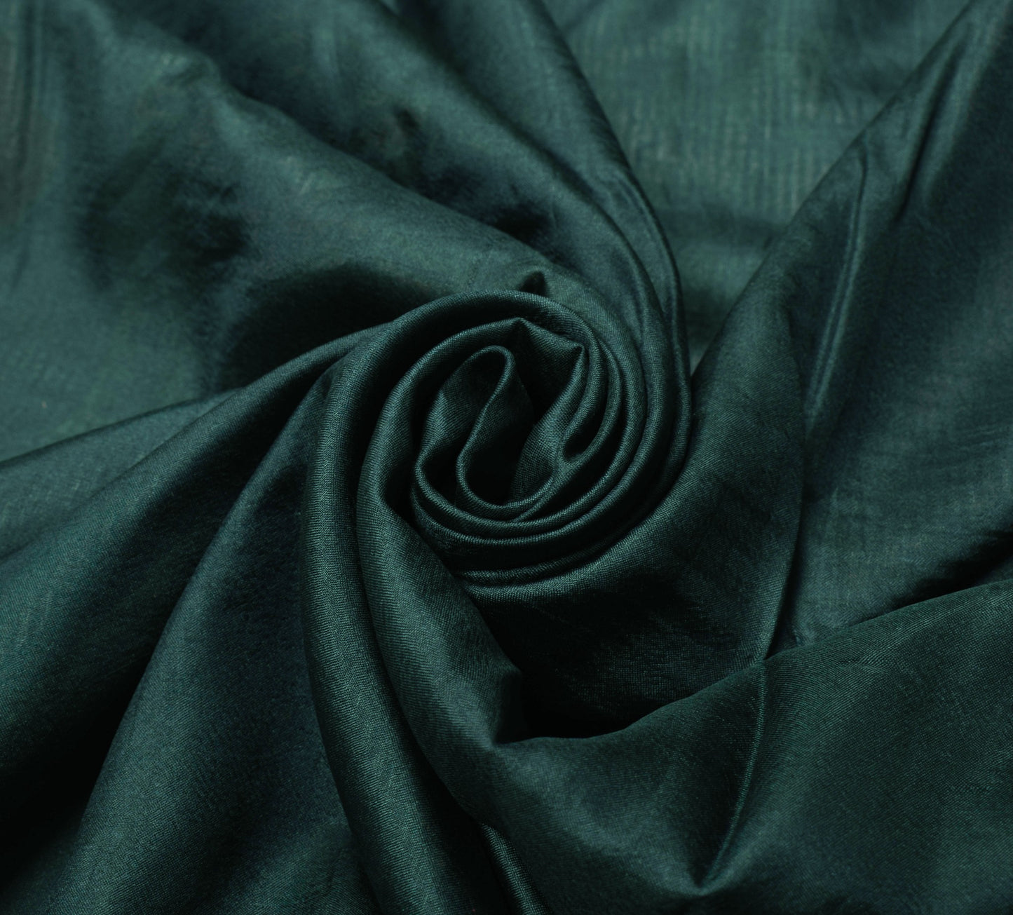 Sushila Vintage Dark Green Sari Remnant Scrap Hand Woven Pure Silk Craft Fabric