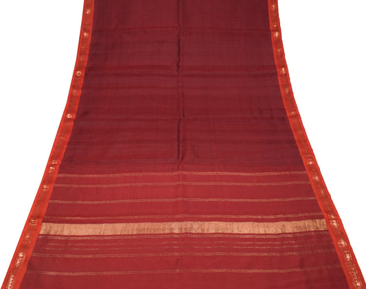 Sushila Vintage Maroon Sari Remnant Scrap Multi Purpose Pure Silk Craft Fabric