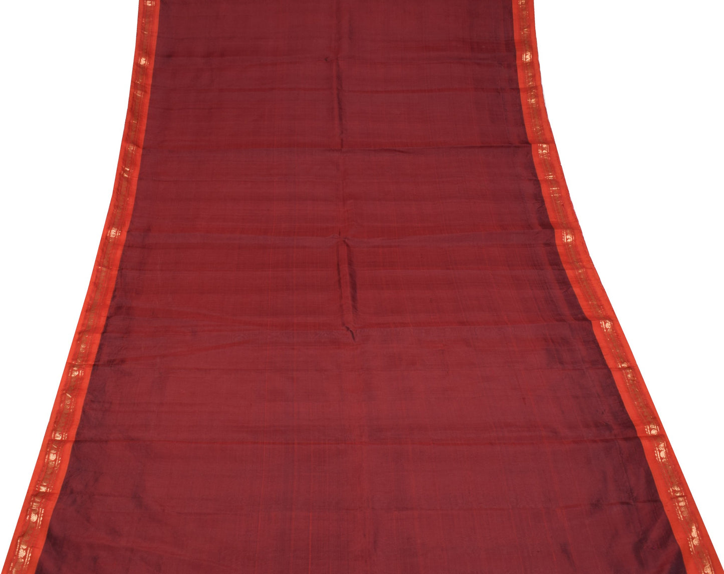 Sushila Vintage Maroon Sari Remnant Scrap Multi Purpose Pure Silk Craft Fabric