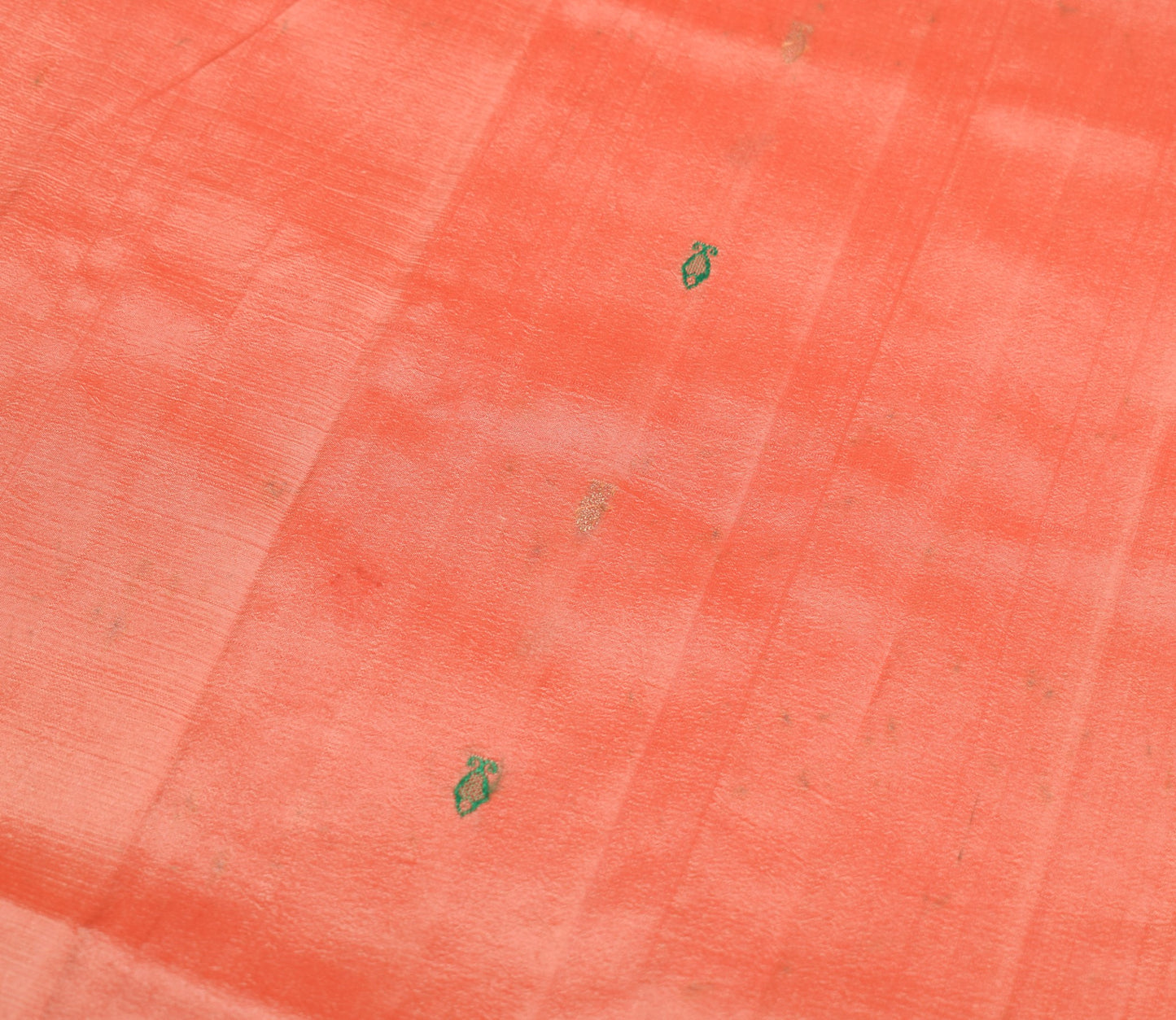 Sushila Vintage Peach Sari Remnant Scrap Pure Silk Hand Woven Soft Craft Fabric
