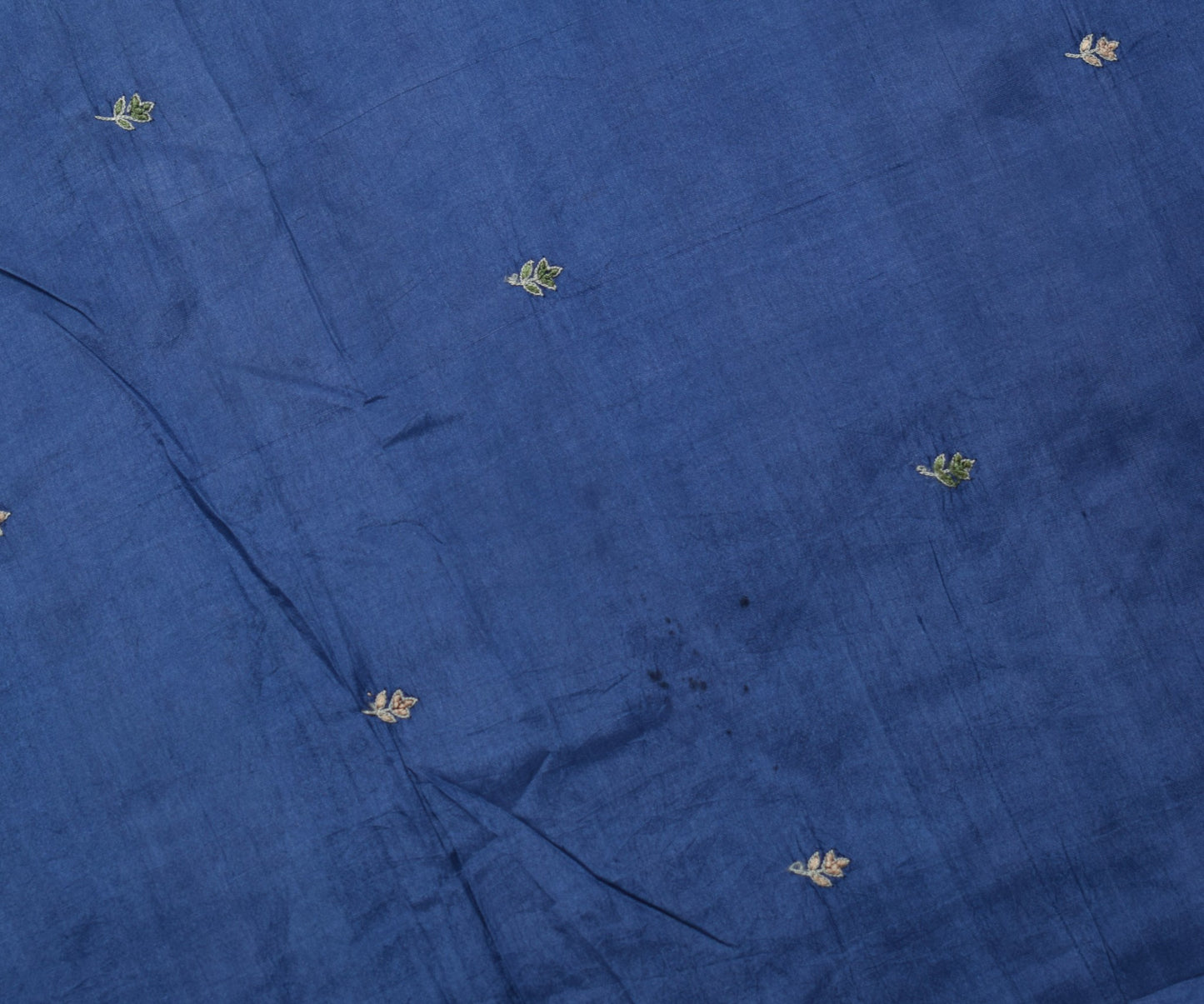 Sushila Vintage Steel Blue Sari Remnant Scrap Pure Silk Hand Work Craft Fabric