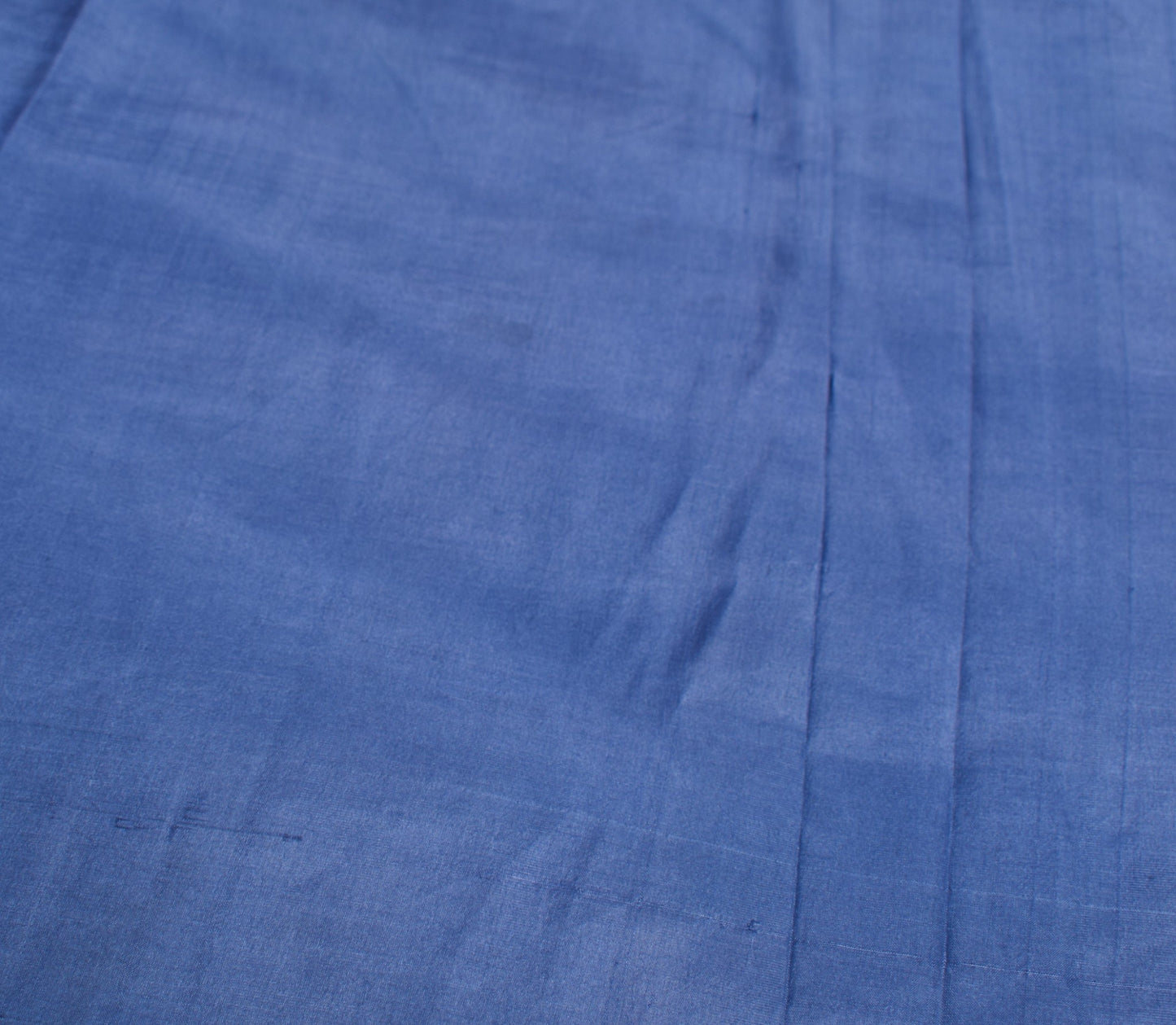 Sushila Vintage Steel Blue Sari Remnant Scrap Pure Silk Hand Work Craft Fabric