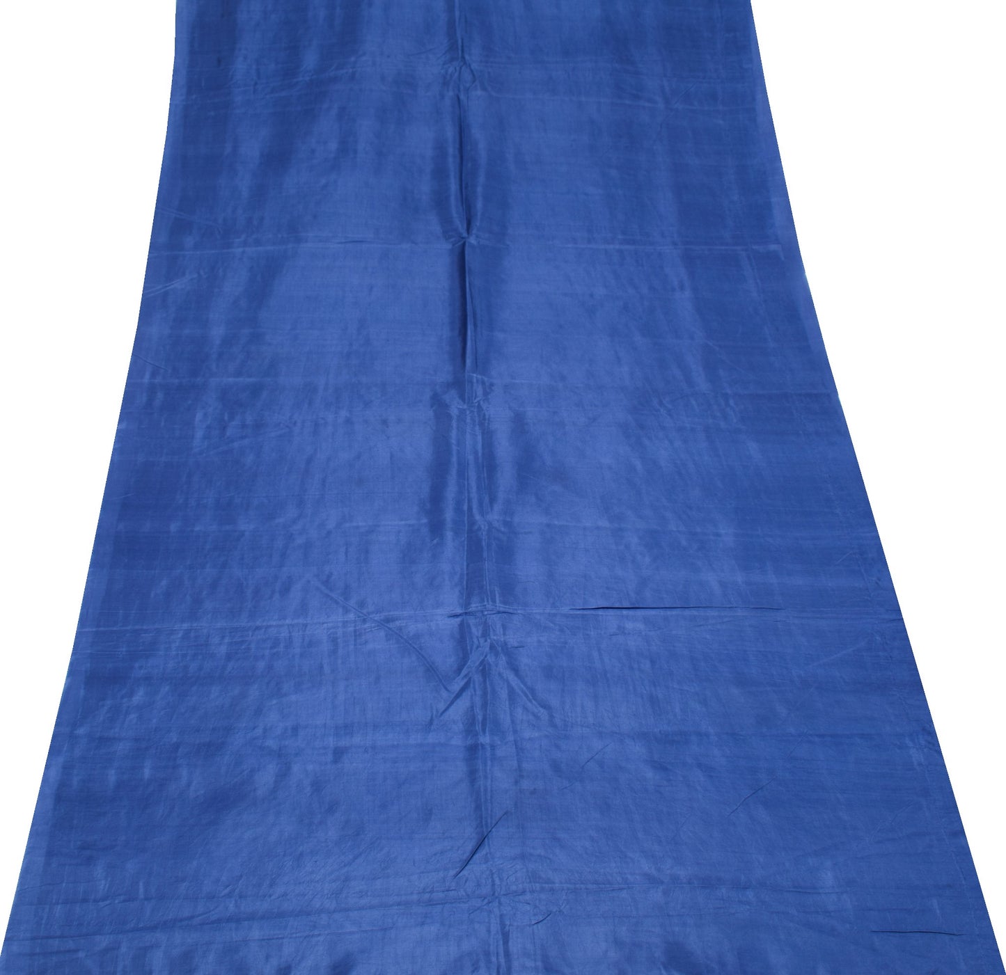 Sushila Vintage Steel Blue Sari Remnant Scrap Pure Silk Hand Work Craft Fabric