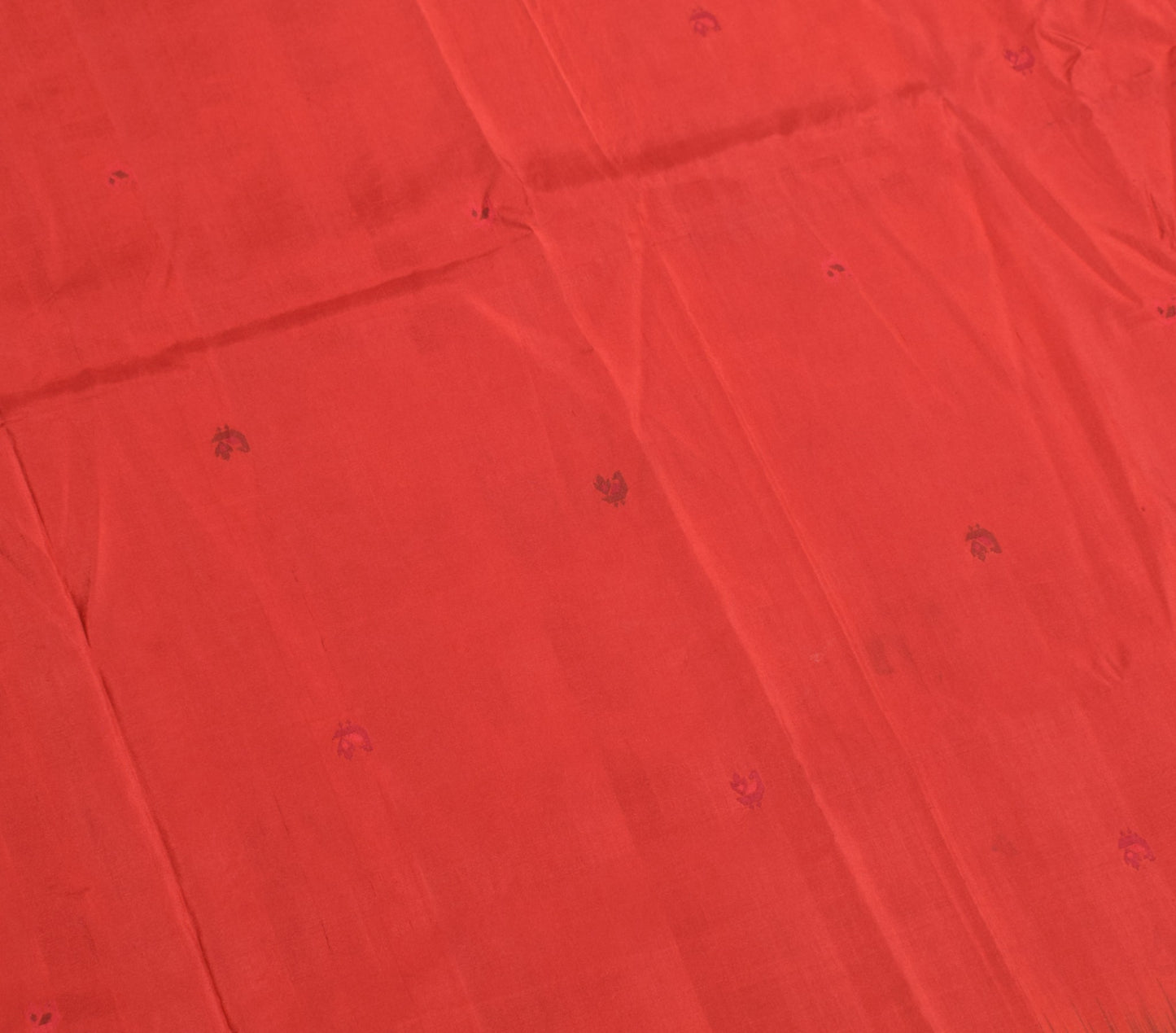 Sushila Vintage Orange Sari Remnant Scrap Pure Silk Hand Woven Soft Craft Fabric