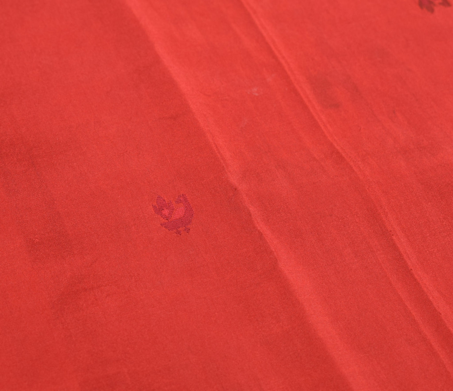 Sushila Vintage Orange Sari Remnant Scrap Pure Silk Hand Woven Soft Craft Fabric