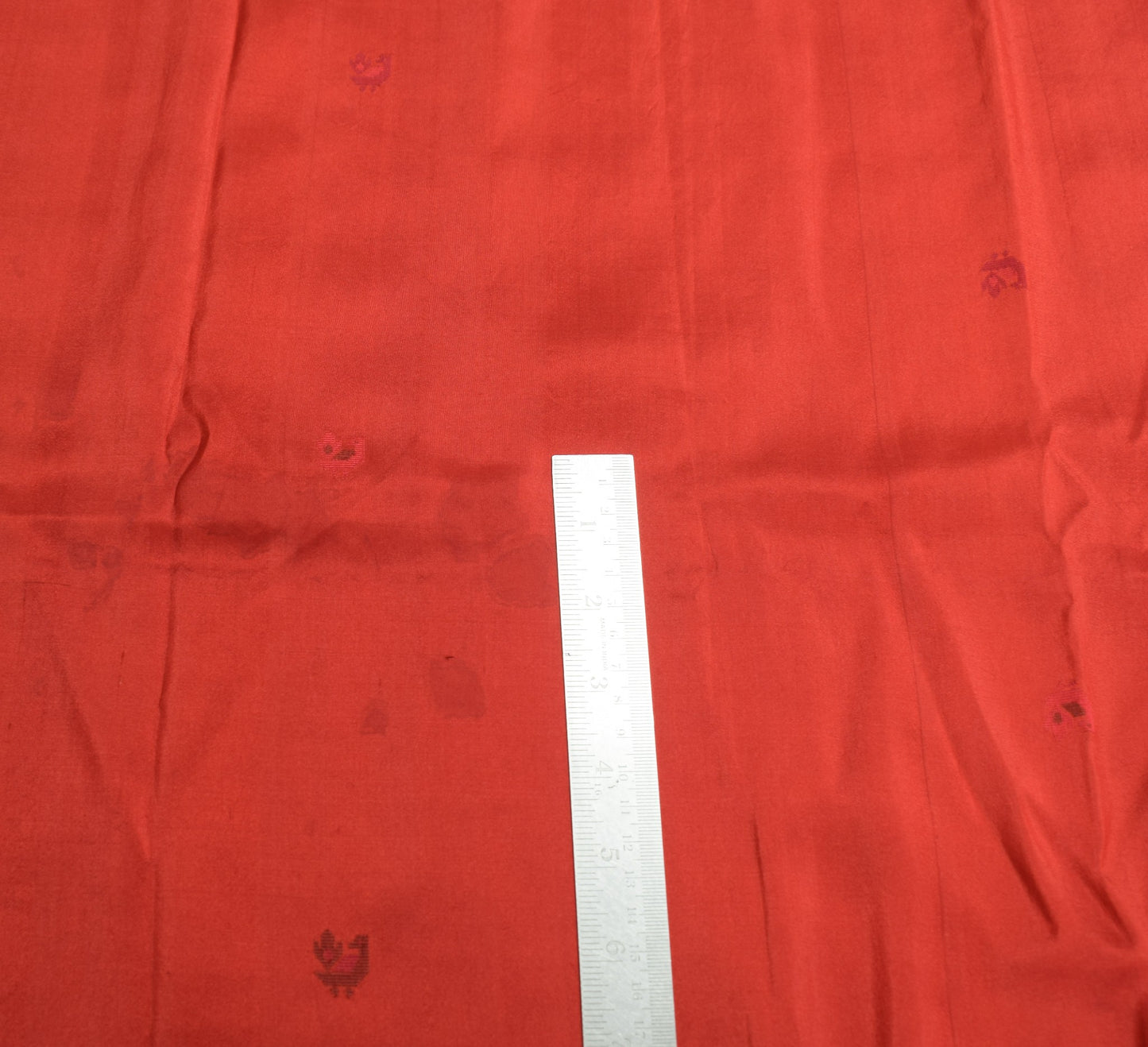 Sushila Vintage Orange Sari Remnant Scrap Pure Silk Hand Woven Soft Craft Fabric