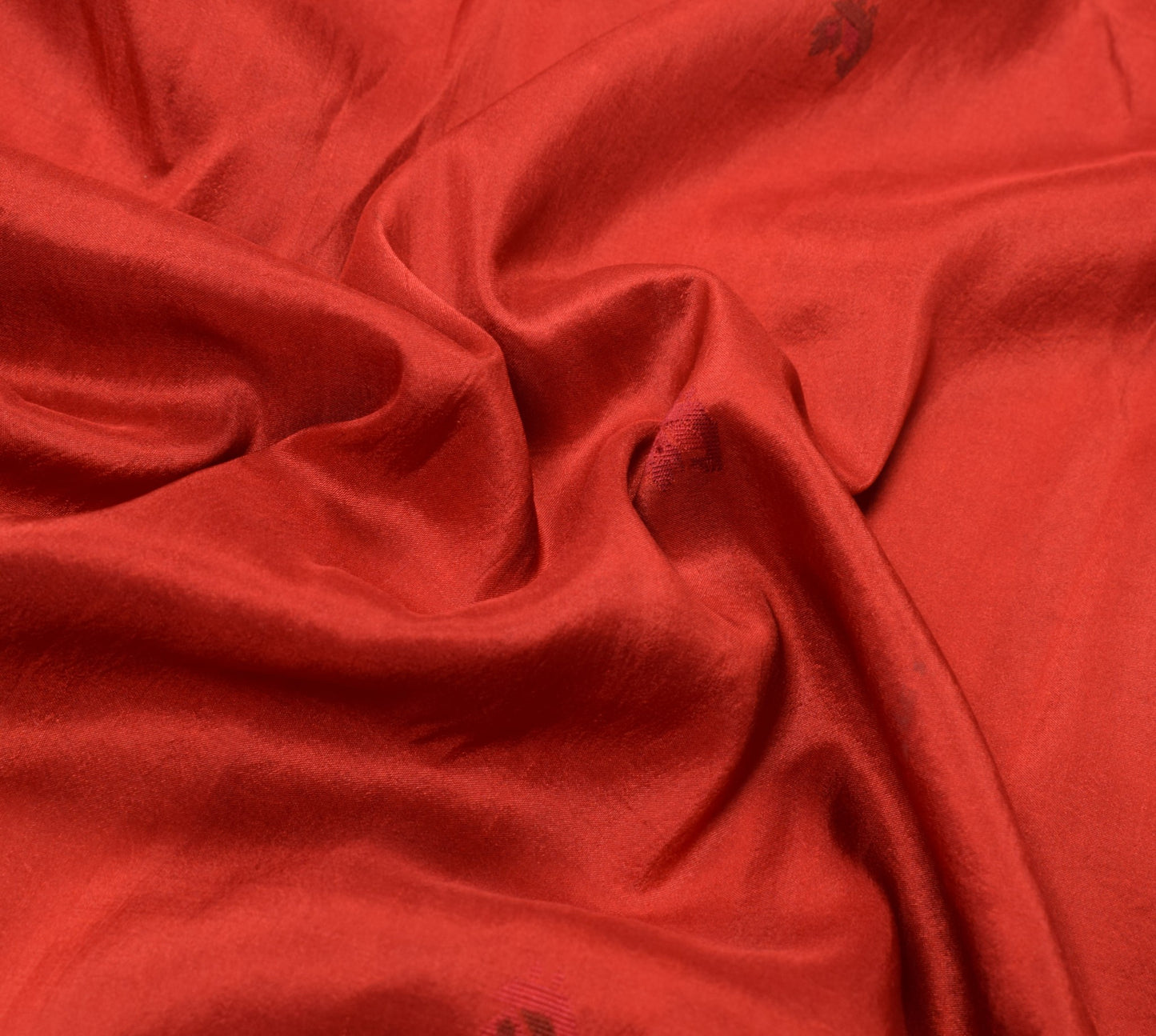 Sushila Vintage Orange Sari Remnant Scrap Pure Silk Hand Woven Soft Craft Fabric