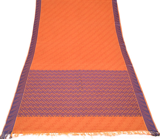 Sushila Vintage Orange Sari Remnant Scrap Soft Woven Pure Cotton Craft Fabric
