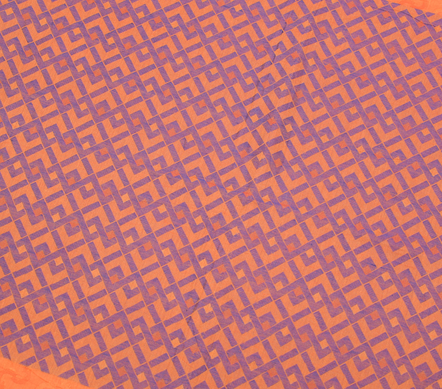 Sushila Vintage Orange Sari Remnant Scrap Soft Woven Pure Cotton Craft Fabric