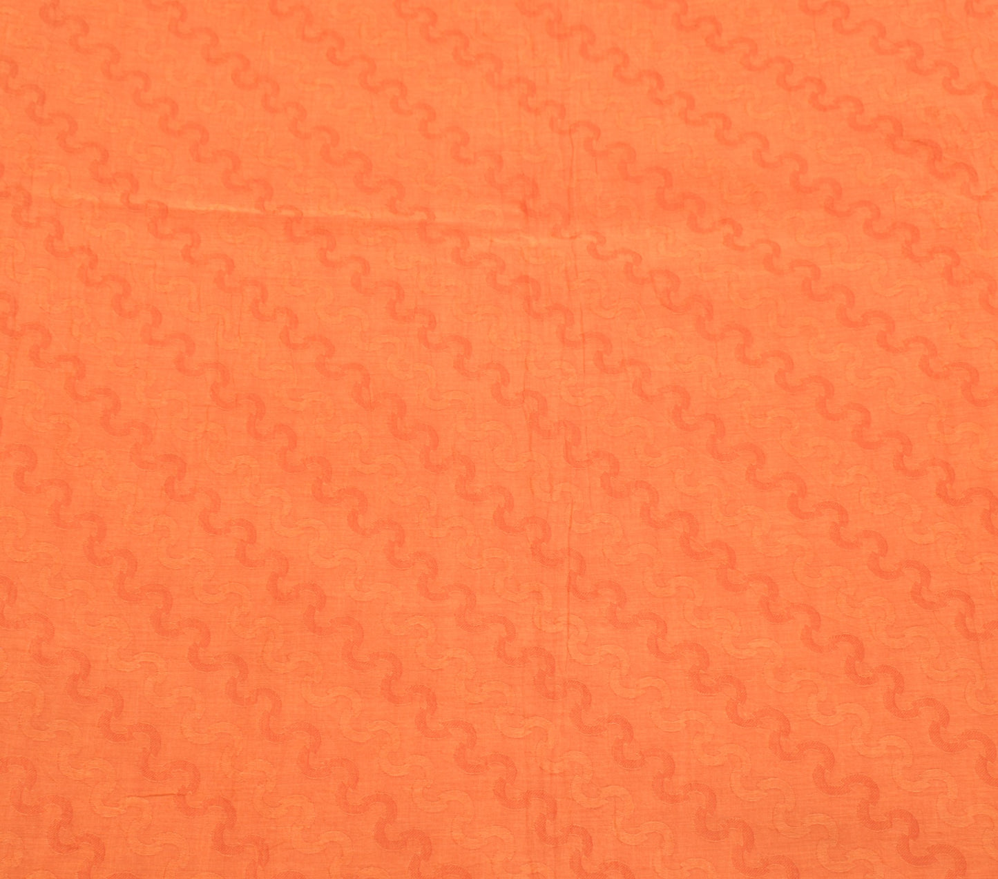 Sushila Vintage Orange Sari Remnant Scrap Soft Woven Pure Cotton Craft Fabric
