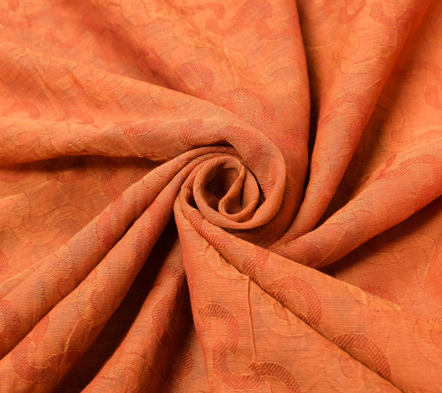 Sushila Vintage Orange Sari Remnant Scrap Soft Woven Pure Cotton Craft Fabric