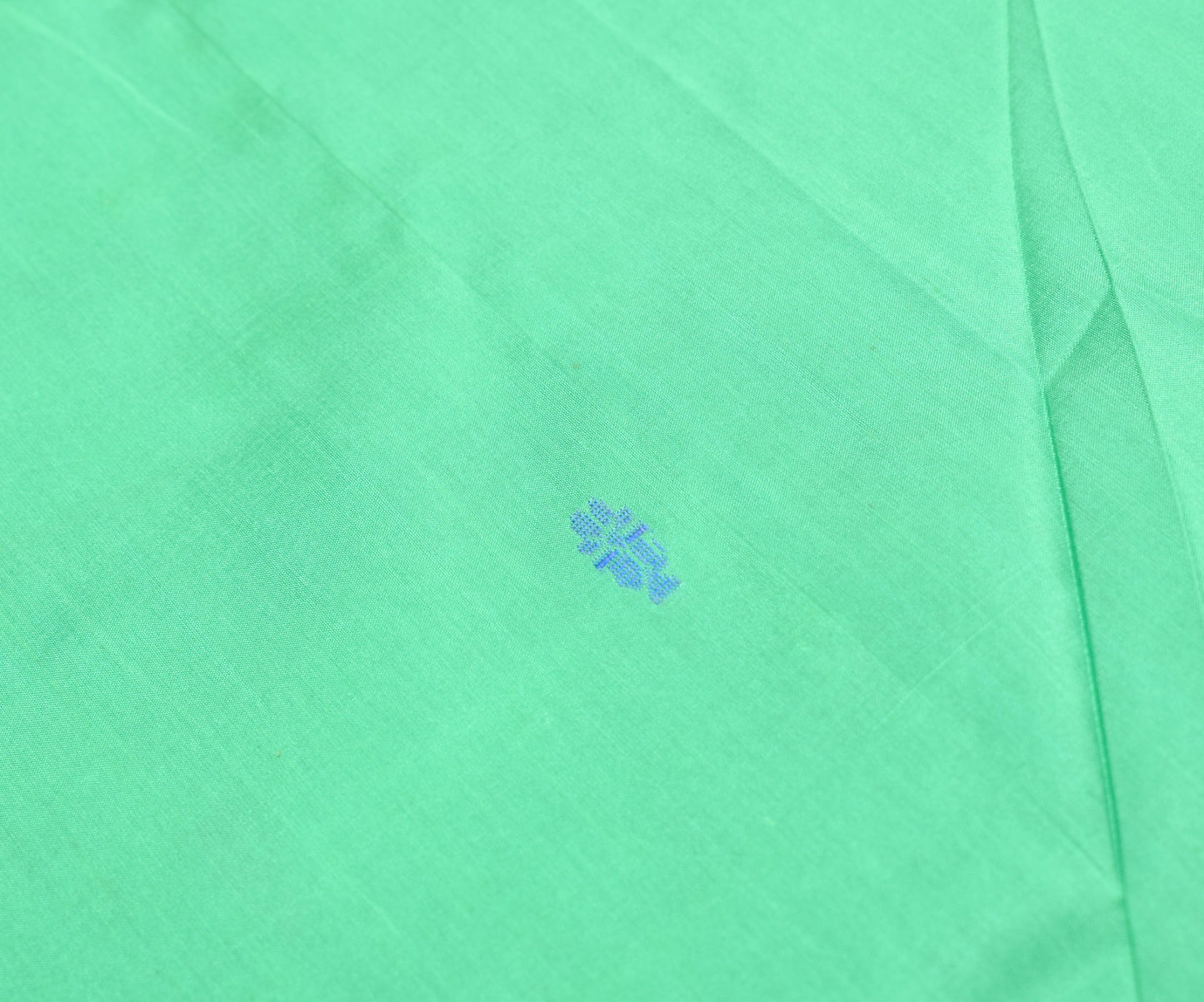Sushila Vintage Hand Woven Green Sari Remnant Scrap Pure Silk Soft Craft Fabric