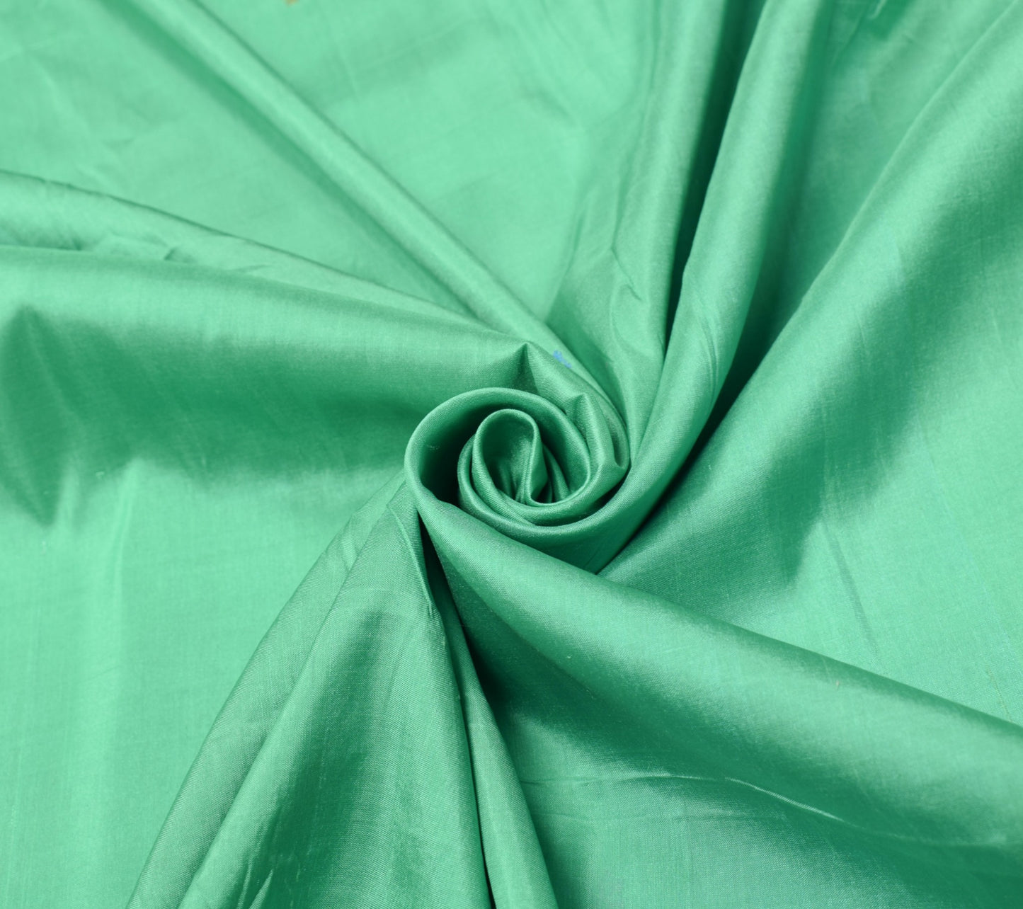 Sushila Vintage Hand Woven Green Sari Remnant Scrap Pure Silk Soft Craft Fabric