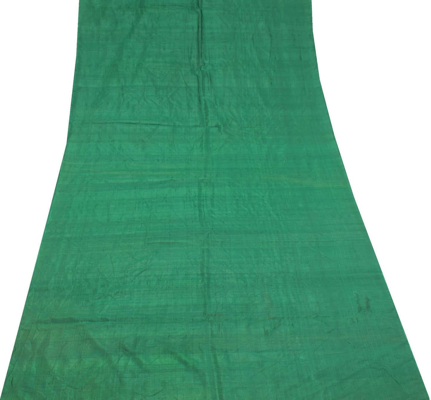 Sushila Vintage Green Sari Remnant Scrap Multi Purpose Pure Silk Craft Fabric
