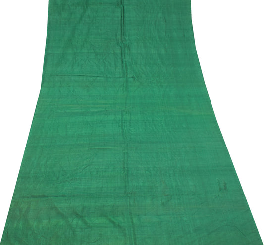 Sushila Vintage Green Sari Remnant Scrap Multi Purpose Pure Silk Craft Fabric