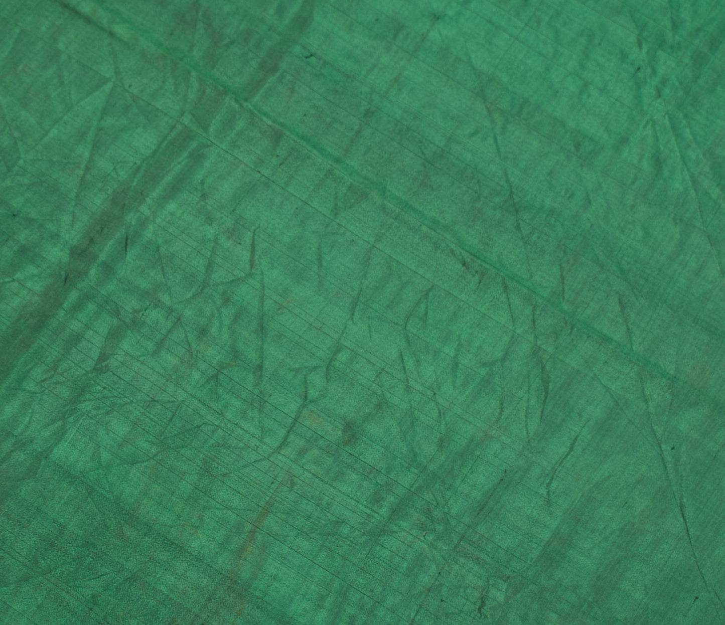 Sushila Vintage Green Sari Remnant Scrap Multi Purpose Pure Silk Craft Fabric