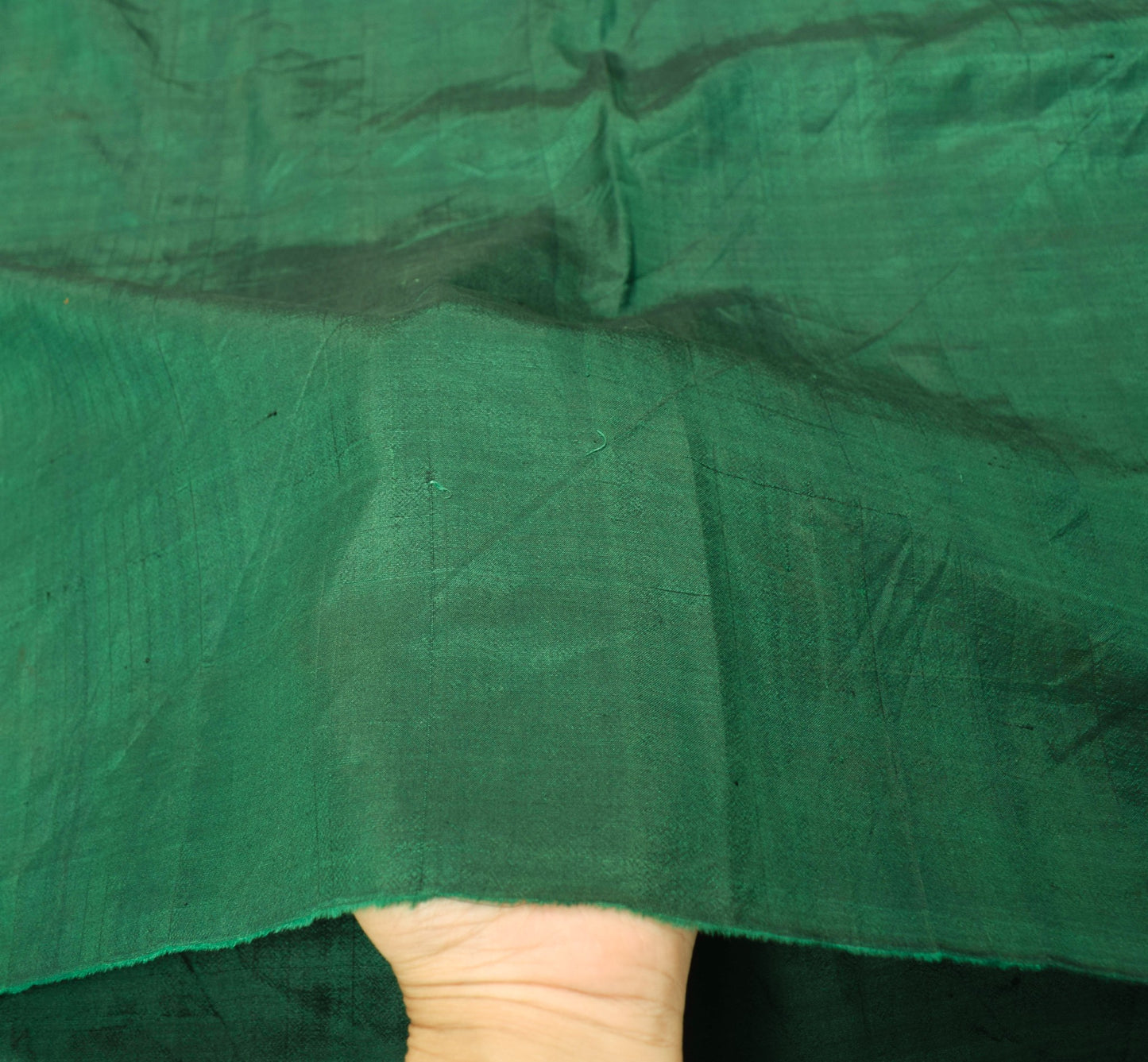 Sushila Vintage Green Sari Remnant Scrap Multi Purpose Pure Silk Craft Fabric
