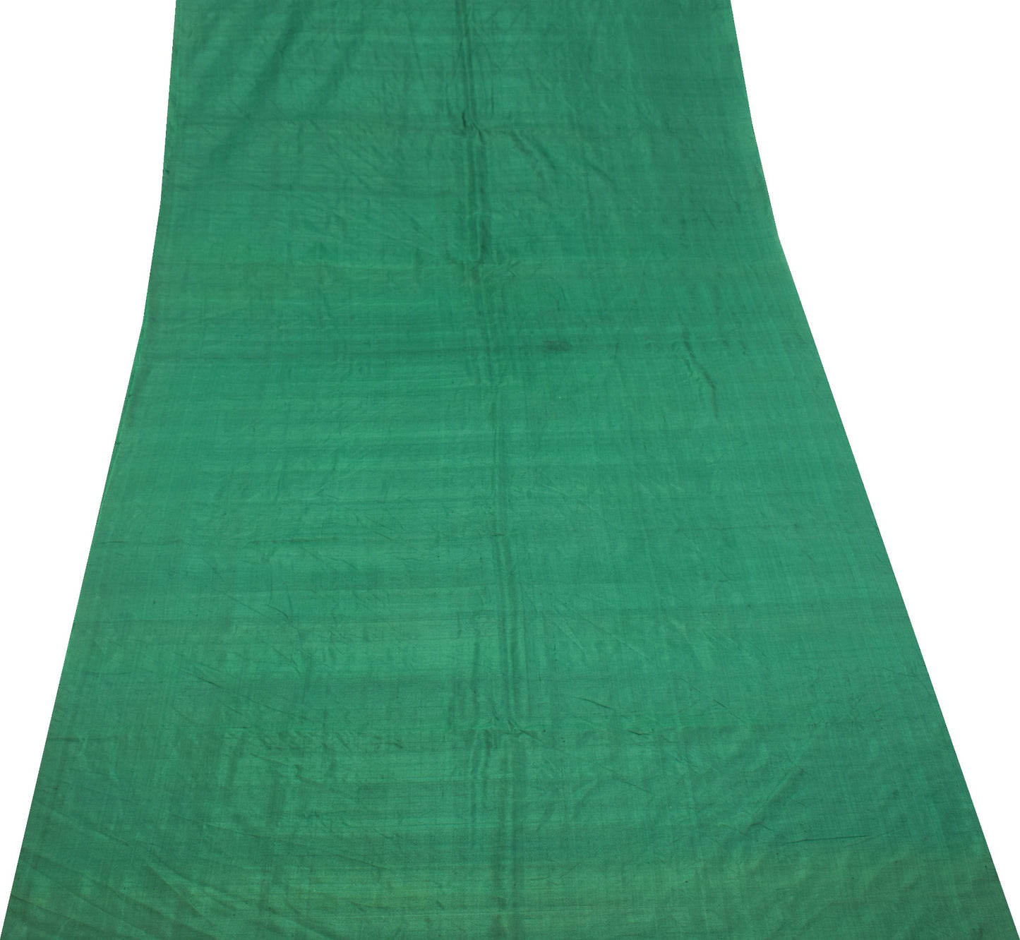 Sushila Vintage Green Sari Remnant Scrap Multi Purpose Pure Silk Craft Fabric