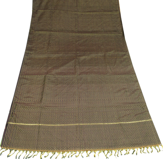 Sushila Vintage Dark Wine Sari Remnant Scrap Woven Pure Silk Soft Craft Fabric