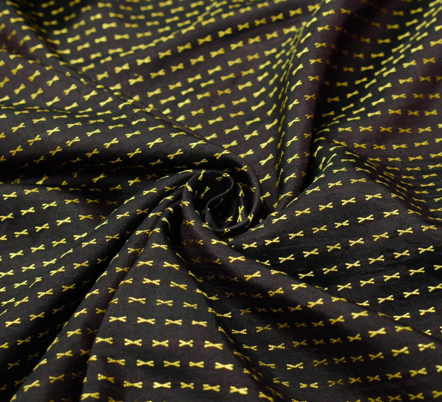 Sushila Vintage Dark Wine Sari Remnant Scrap Woven Pure Silk Soft Craft Fabric