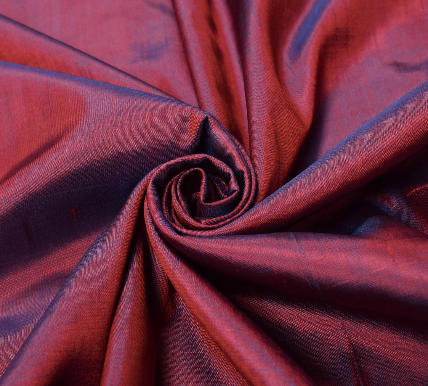 Sushila Vintage Maroon Sari Remnant Scrap Polka Dot Woven Pure Silk Craft Fabric