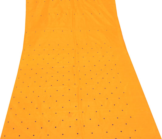 Sushila Vintage Yellow Sari Remnant Scrap Tant Woven Pure Silk Soft Craft Fabric