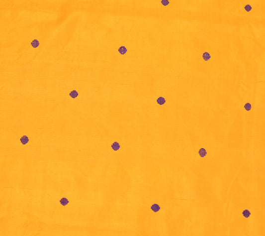 Sushila Vintage Yellow Sari Remnant Scrap Tant Woven Pure Silk Soft Craft Fabric
