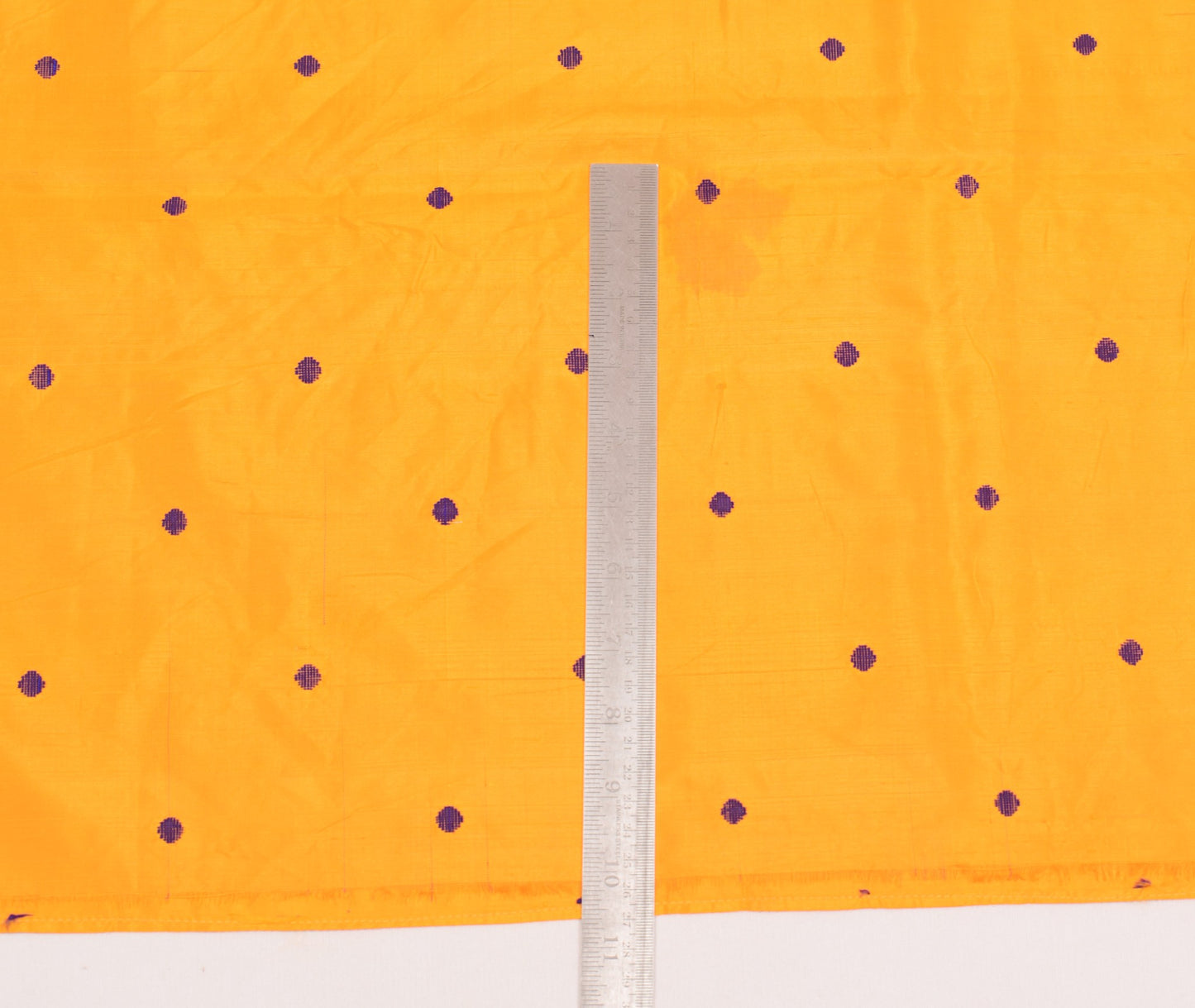 Sushila Vintage Yellow Sari Remnant Scrap Tant Woven Pure Silk Soft Craft Fabric