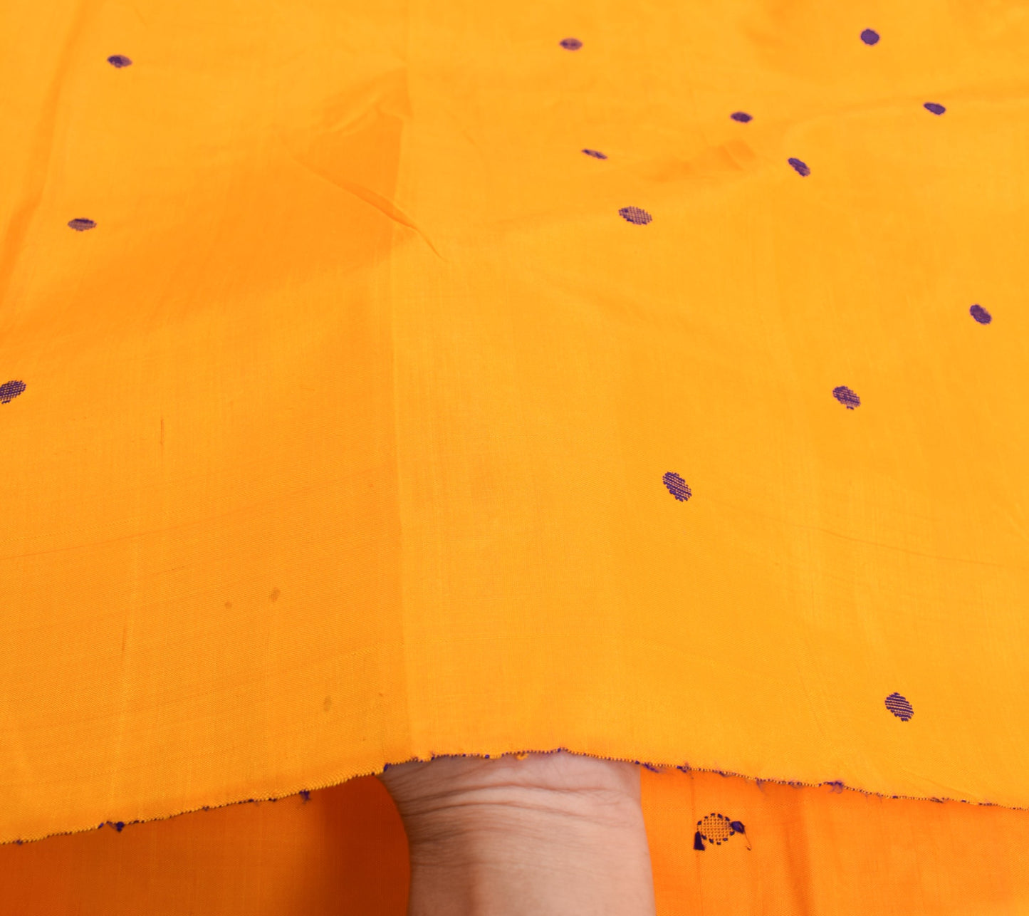 Sushila Vintage Yellow Sari Remnant Scrap Tant Woven Pure Silk Soft Craft Fabric