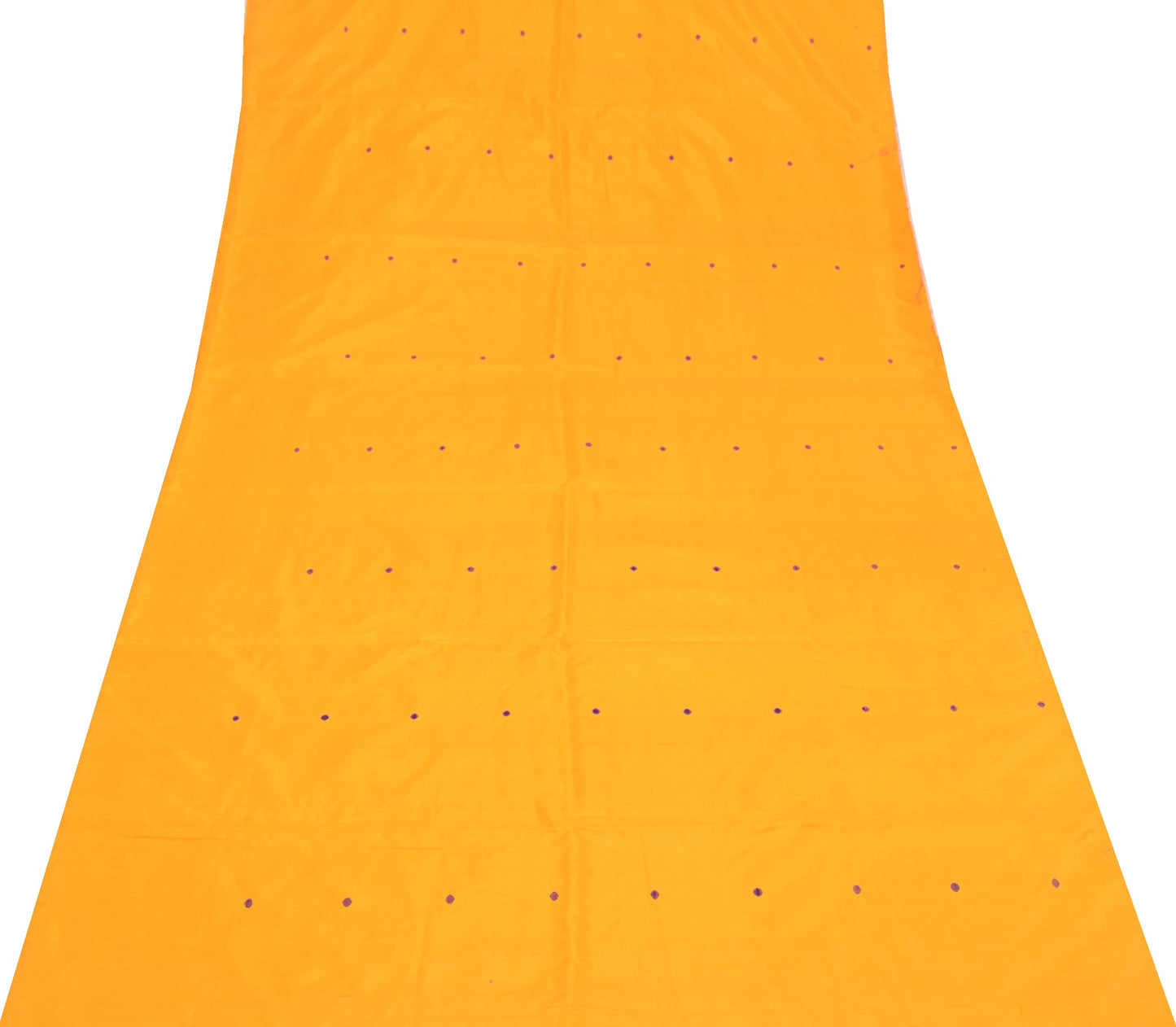 Sushila Vintage Yellow Sari Remnant Scrap Tant Woven Pure Silk Soft Craft Fabric