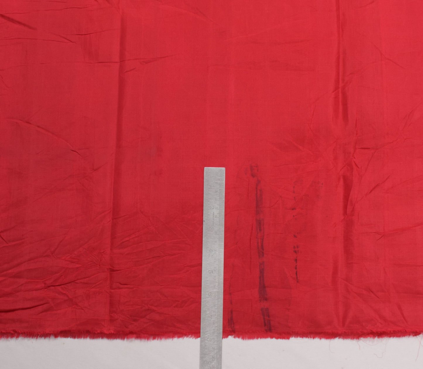 Sushila Vintage Red Indian Sari Remnant Scrap Zari Woven Pure Silk Craft Fabric