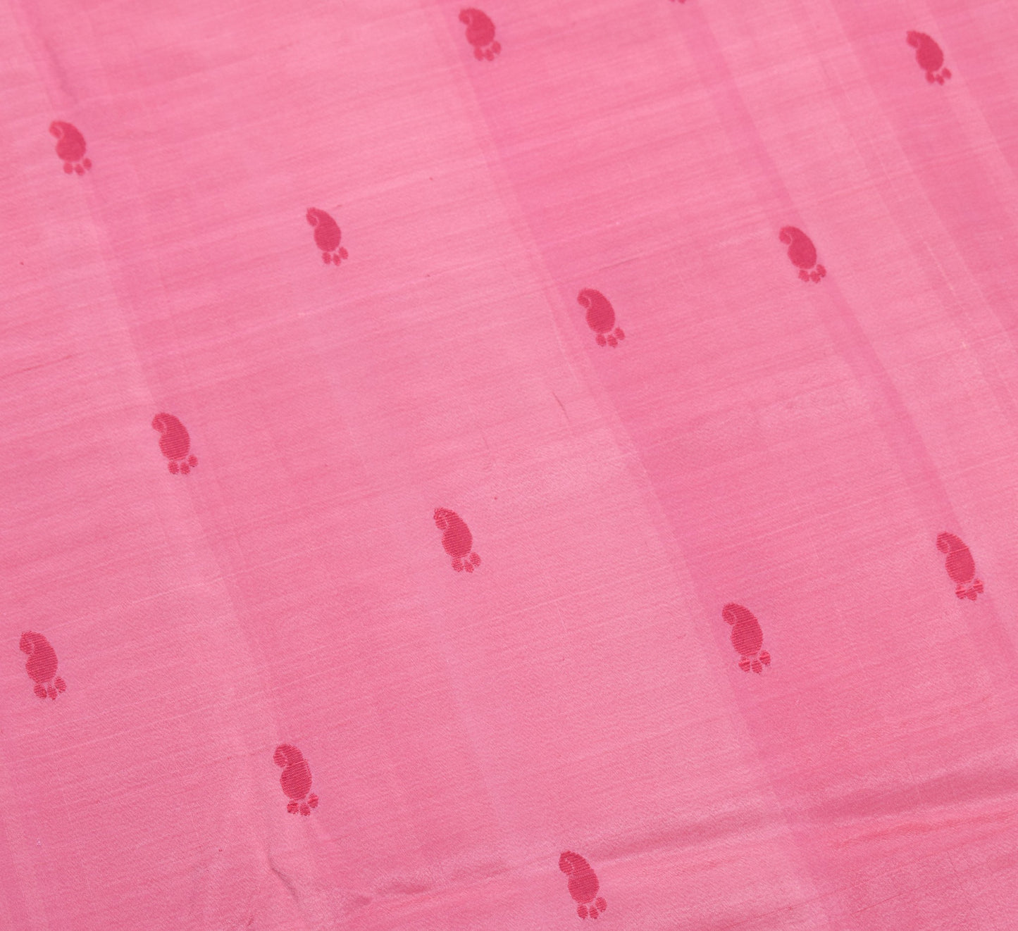 Sushila Vintage Pink Sari Remnant Scrap Paisley Woven PureSilk Soft Craft Fabric