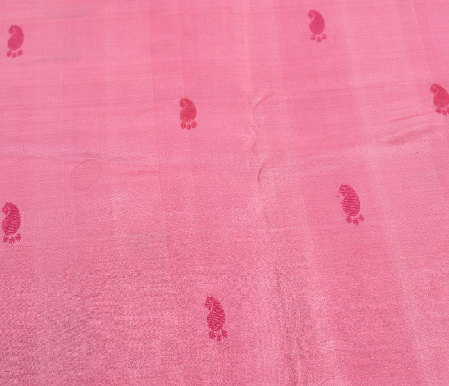 Sushila Vintage Pink Sari Remnant Scrap Paisley Woven PureSilk Soft Craft Fabric