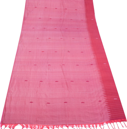 Sushila Vintage Pink Sari Remnant Scrap Paisley Woven PureSilk Soft Craft Fabric