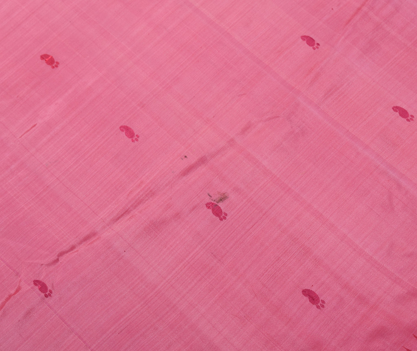 Sushila Vintage Pink Sari Remnant Scrap Paisley Woven PureSilk Soft Craft Fabric