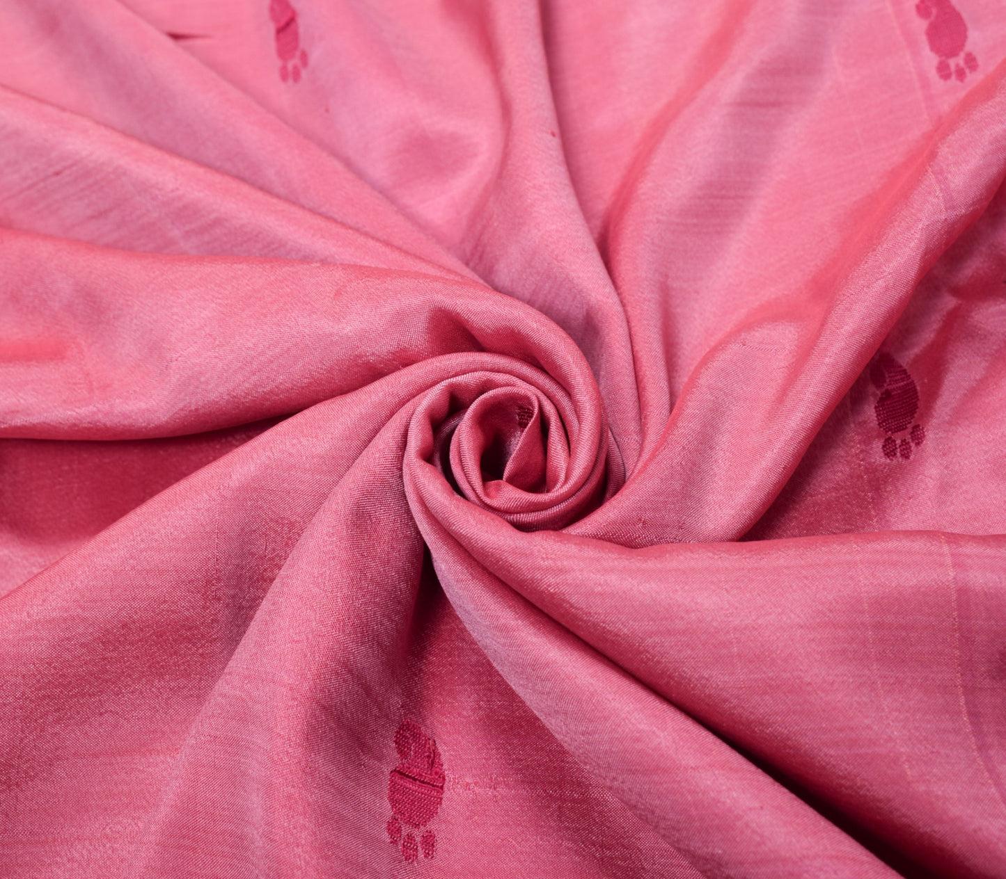 Sushila Vintage Pink Sari Remnant Scrap Paisley Woven PureSilk Soft Craft Fabric