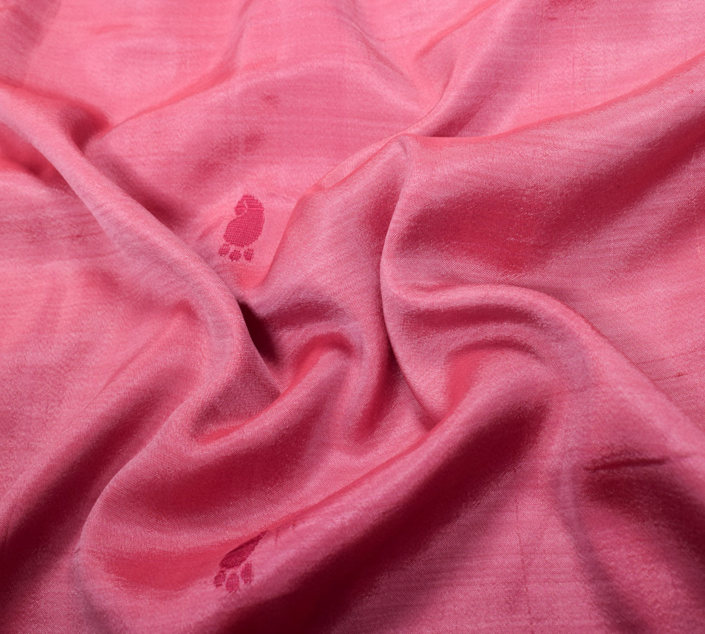Sushila Vintage Pink Sari Remnant Scrap Paisley Woven PureSilk Soft Craft Fabric