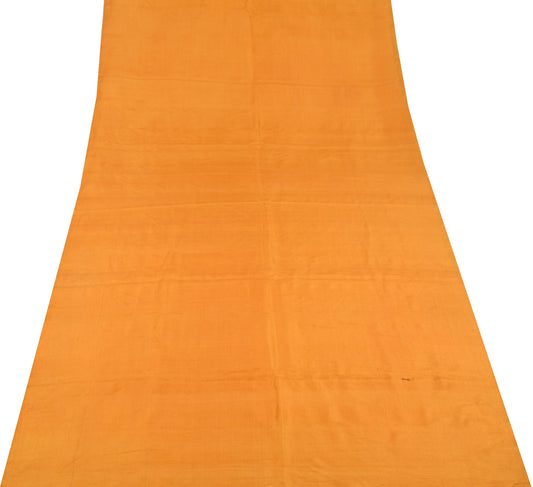 Sushila Vintage Mustard Sari Remnant Scrap Multi Purpose Pure Silk Craft Fabric
