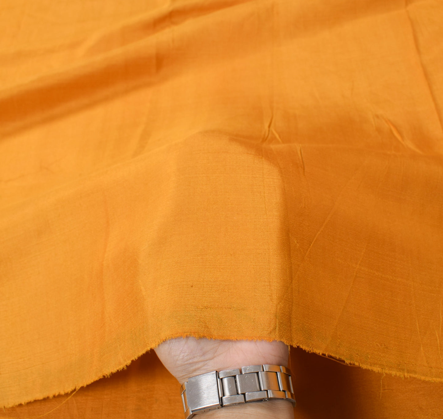 Sushila Vintage Mustard Sari Remnant Scrap Multi Purpose Pure Silk Craft Fabric