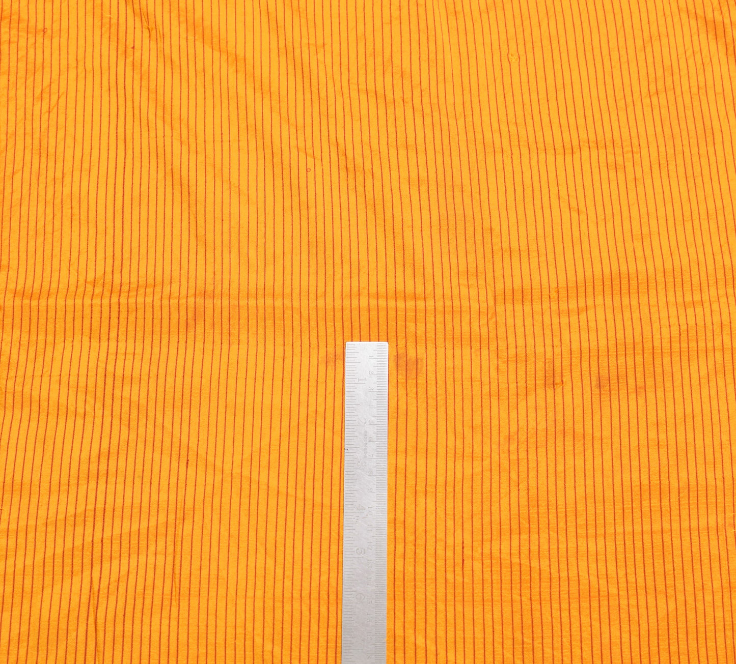 Sushila Vintage Yellow Sari Remnant Scrap Stripes Woven Pure Silk Craft Fabric
