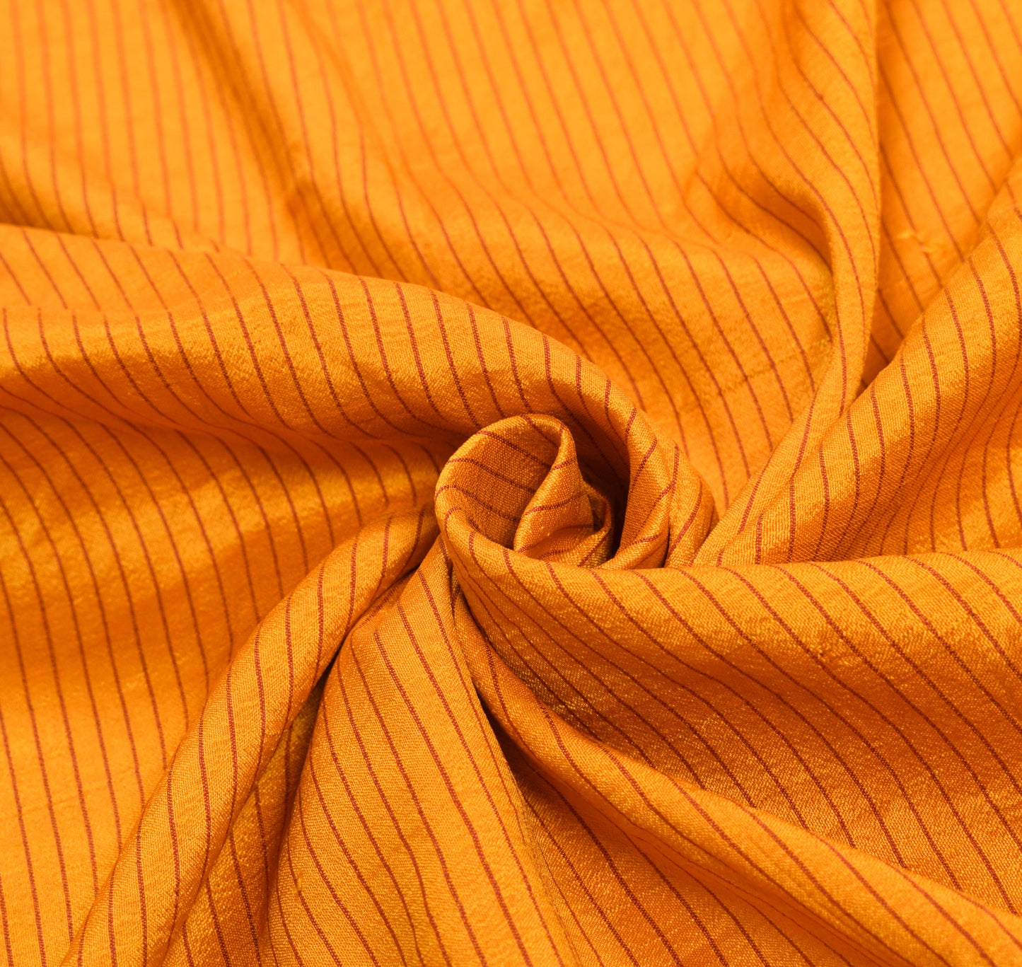 Sushila Vintage Yellow Sari Remnant Scrap Stripes Woven Pure Silk Craft Fabric