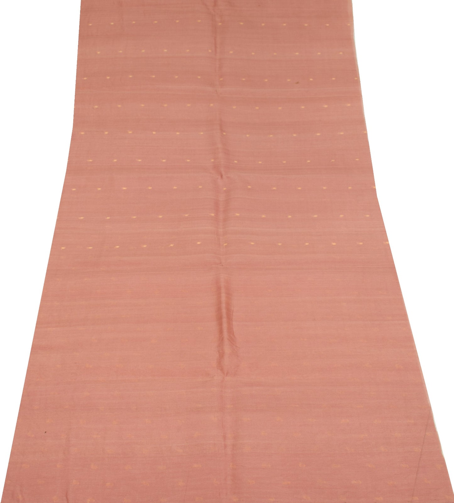 Sushila Vintage Dark Peach Sari Remnant Scrap Woven Pure Silk Dress Craft Fabric